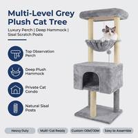Sağlam İç Mekan Kedi Ağacı, Büyük Hamak ve Sisal Kaplı Direklerle, Çoklu Kedi Evleri İçin Yer Tasarruflu Dikey Oyun Alanı
