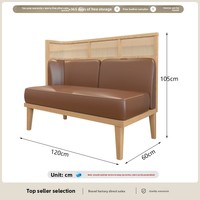 Ensemble canapé moderne minimaliste en bois massif avec chaise en rotin pour café de restauration rapide en bois naturel simple pour restaurant, loisirs ou centre commercial