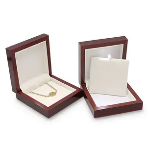 Custom Mdf Wooden Jewelry Holder Boxes With Led Light Necklace Pendant Gift Box Jewel Case Packaging