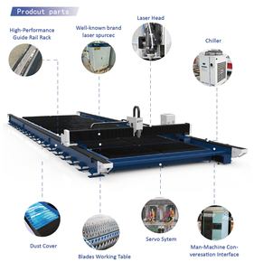 Mặt đất theo dõi công suất cao 45 độ vát 12KW 20kW 12 Meter 6M 14M 16m <span class=keywords><strong>s</strong></span>ợi Laser tấm kim loại máy cắt laser - Product Image 2