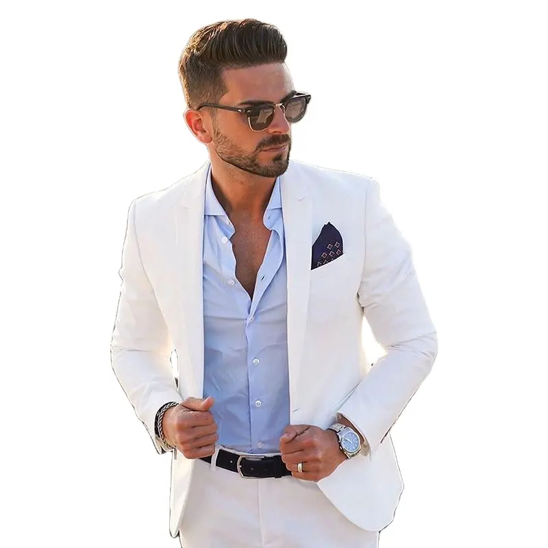White Men Suits Business Casual Wedding For Man Blazer Groom Wear Tuxedo Slim Fit Costume Homme Mens Jacket
