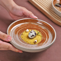 Assiette en porcelaine rétro japonaise, plat moderne en grès pour salade ou steak, idéal pour les mariages, événements ou la restauration à domicile