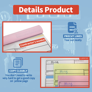 Tùy chỉnh hóa đơn cuốn sách A4 nhà thầu hóa đơn Cuốn sách với logo in ấn 3 phần carbonless nhận NCR giấy bán hàng mẫu đơn đặt hàng hóa đơn cuốn sách - Product Image 6