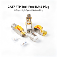 Connecteur modulaire sans outil CAT7 FTP RJ45 8P8C, connecteur cristal à deux pièces en queue d'hirondelle, contacts plaqués or, qualité industrielle