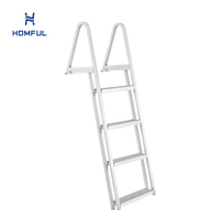 HOMFUL Échelle de bateau à 3/4/5 marches en aluminium avec mains courantes en U, fixation rapide, pour yacht et quai