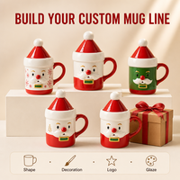 Taza de Gres con Diseño Navideño en Relieve 3D, Asa y Tapa, Apta para Lavavajillas y Microondas, Empaque en Caja de Regalo para Hogar, Oficina y Fiestas
