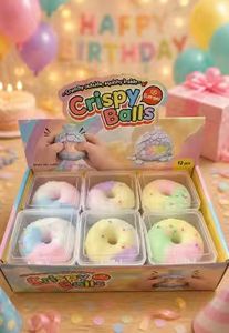 Jouet à presser en forme de boules croustillantes de beignets colorées, avec coque craquante, jouet anti-stress à intérieur souple pour enfants et fêtes - Product Image 3