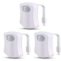 Lampe LED de nuit pour toilettes avec détecteur de mouvement, 8 couleurs, étanche IP65, fonctionne sur piles, flexible, intelligente, pour décorer le siège des toilettes, salle de bain