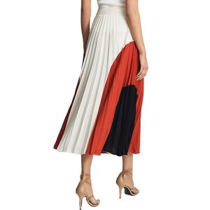 Verano nuevo estilo vestido al por mayor la moda Casual elegante faldas para damas Color personalizado rojo plisado <span class=keywords><strong>Midi</strong></span> mujeres falda - Product Image 3