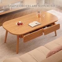 Table basse moderne avec rangement, compartiments cachés, étagères ouvertes et design en bois durable pour salon