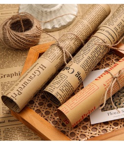 20 hojas por bolsa de papel Kraft <span class=keywords><strong>Vintage</strong></span> periódico inglés papel de regalo papel de embalaje de flores - Product Image 3