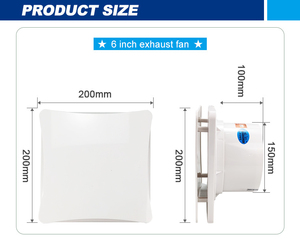Ventilateur <span class=keywords><strong>d</strong></span>'extraction mural électrique de 6 pouces à roulement à billes, <span class=keywords><strong>silencieux</strong></span>, en plastique, pour salle de bain, restaurant, toilettes, OEM ODM - Product Image 3