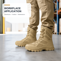 Bottes de sécurité tactiques à tige haute en KPU avec semelle extérieure en caoutchouc, bottes de travail à lacets