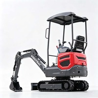Mini-excavatrice sur chenilles de 1,3 tonne, micro-pelle hydraulique avec flèche à oscillation latérale, chenilles en caoutchouc, commande par joystick, pour travaux agricoles et aménagement paysager, faible niveau sonore