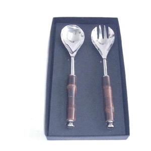Juego de ensaladas con mango de bambú de alta calidad en mangos Pulidos de Acero en otro material también disponible vajilla de mesa cubiertos - Product Image 1