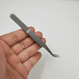 Pinces à épiler, en acier inoxydable, pinces courbées de haute précision pour extensions de cils, parfaites pour les techniciennes en cils. - Product Image 1