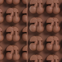 Mini kersen-vormige siliconen malletjes, 2 stuks, BPA-vrij, food grade, 15 holtes, ovenbestendig voor chocolade, snoep, gummy, gelei, fruit snacks