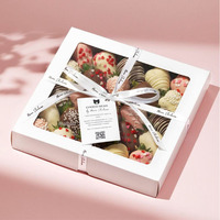 Boîte à Dessert de luxe avec couvercle transparent, emballage de bonbons, fraise et chocolat, produit de qualité supérieure, personnalisé, blanc, noir, 1 pièce