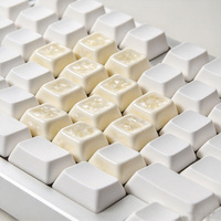 Keycaps Akrilik Gradien Pastel Ringan Kartun Anime Kustom Buatan Tangan Warna Krem Putih Biru Pink untuk Keyboard Mekanik
