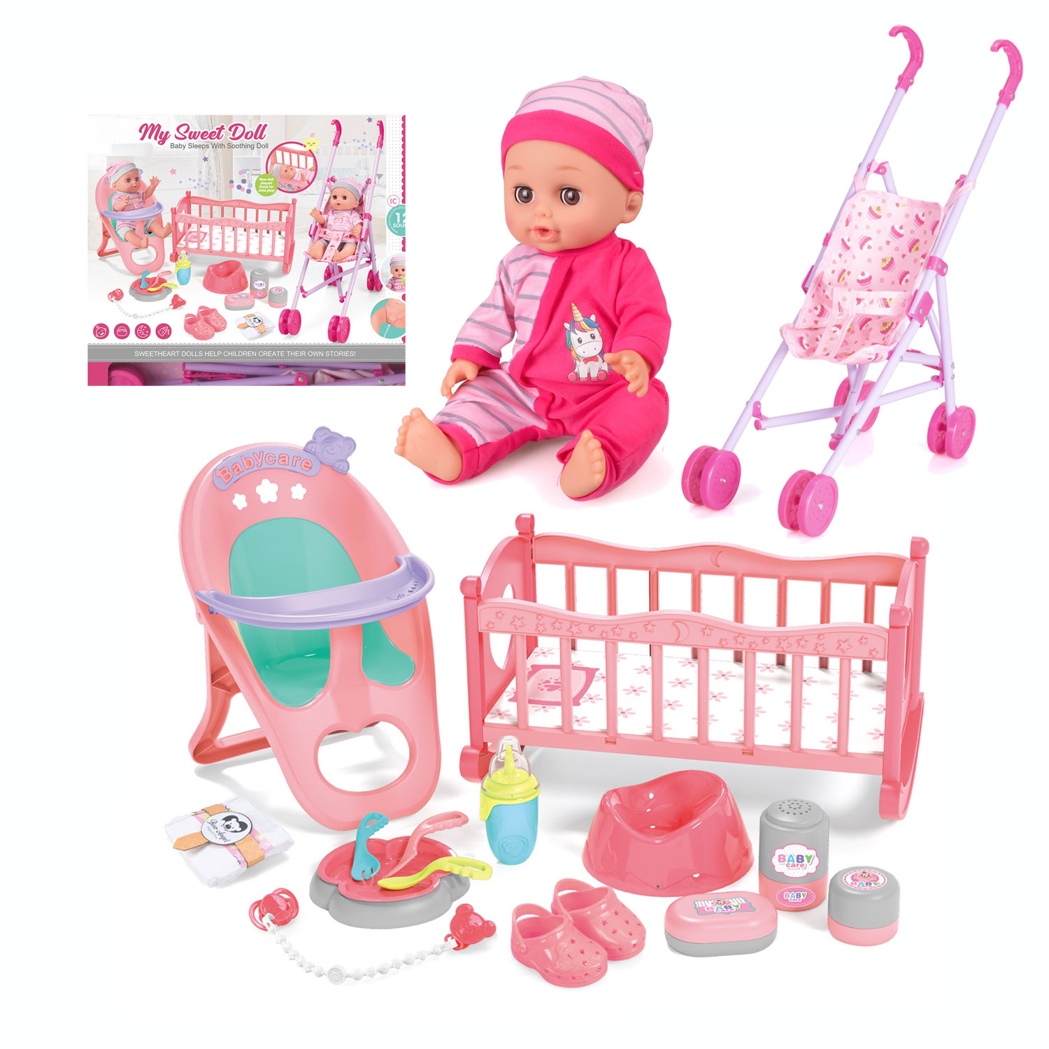 HOT Deao Toy Baby High Chair Set DeAO Baby Doll Set Play Set