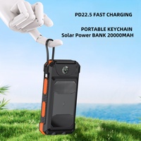 Produits à la mode 2024 20000mAh Banque d'alimentation solaire sans fil étanche PD22.5 Charge rapide avec câbles intégrés et lampe de poche à led
