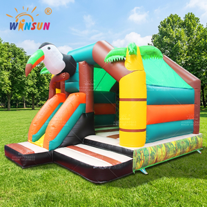 WINSUN Château gonflable Toucan avec toboggan, en PVC imperméable, certifié CE, logo personnalisé, pour fêtes d'anniversaire d'enfants, location extérieure - Product Image 1