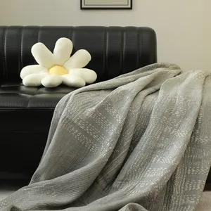 Угольное роскошное многослойное высококачественное мягкое толстое одеяло из органического хлопка для всего сезона