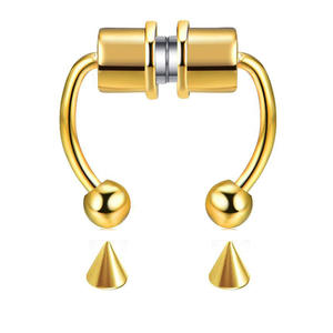 <b>Magnetic</b> False Nose Ring Horseshoe Shape Titanium Steel Non <b>Piercing</b> Nose Band Ring Spike Studs Unisex Daily Wear Jewelry - Product Image 3