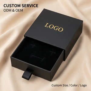 Caja de Joyería Personalizada con Estampado Dorado Mate, Caja de Regalo Deslizante de Papel Rígido, Caja para Anillos y Gemelos para Hombre, <span class=keywords><strong>Venta</strong></span> al Por Mayor, Fábrica de Empaques ODM - Product Image 1