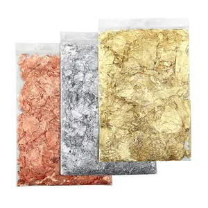 2022 nuovo materiale per Nail Art di vendita caldo 3 colori oro argento Cooper Leaf Flakes per decorazioni di mobili artigianali per pittura artistica