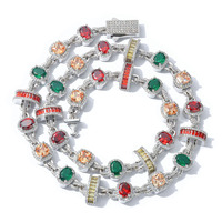 Collier tennis Ulsun en laiton multicolore avec zircons, formes variées, chaîne à maillons incrustés, bijoux unisexes tendance hip-hop