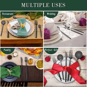 Cubiertos negros de restaurante al por mayor, 5 uds., cubiertos alemanes de acero inoxidable, cucharas, tenedor, cuchillo, cubiertos negros mate de Portugal - Product Image 6