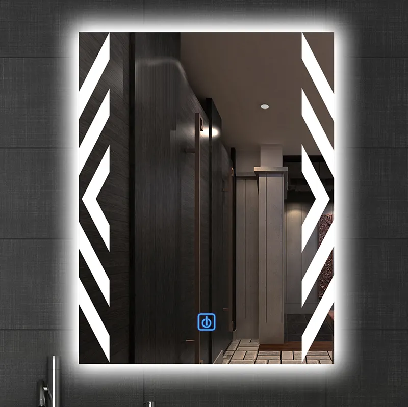 Espejo de baño con luz Led inteligente, luz cuadrada iluminada con palo en la pared, modelo 1073