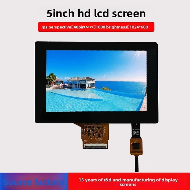SHNEGHE Custom 5-Inch LCD IPS Touch Screen 1024x600 Resolution 1000nits Brightness -30C 80C Operating Temperature LVDS