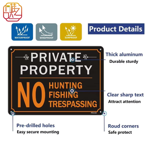 Señal de Prohibido la Caza en Propiedad Privada Rústica - Señal de Advertencia Reflectante de Aluminio para Granjas y <span class=keywords><strong>Propiedades</strong></span> Rurales - Product Image 5