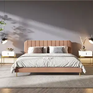 Kainice مخصص الصناعية تصميم الملكة حجم إطار سرير معدني مع النسيج اللوح الأمامي مزدوج حجم السرير