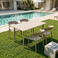 Ensemble de table et de chaises de salle à manger d'extérieur moderne et léger, résistant à l'eau et aux UV, en métal et PE, pour terrasse, jardin, salon, parc