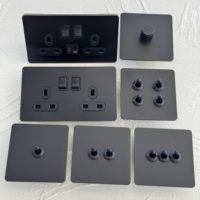 Interrupteur mural à bascule noir 16A UK 13A avec prise, 250V, 1/2/3 gangs, 2 voies, en acier inoxydable, USB-C, rétro, durable, variateur de lumière