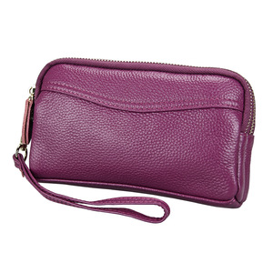 COWHEAD Bolso de Mano de Cuero Genuino para Mujer, Mini Bolso de Muñeca con Cierre de Cremallera, Moderno Porta Celular - Product Image 4