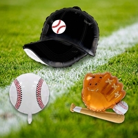 Ballons en aluminium sur le thème du baseball, ballons en mylar en forme de casquette de baseball, de gant et de batte pour fête d'anniversaire sportive, célébration d'équipe