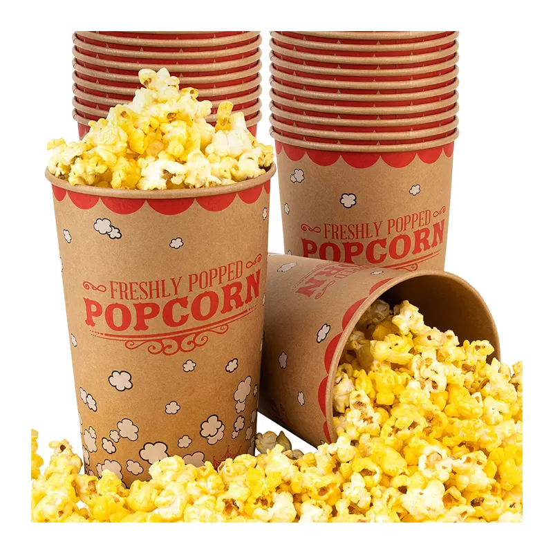 32 Oz 64 Oz Kraft Popcorn Buckets for Take Out, Movie Night, Theaters, Fair, Concessions