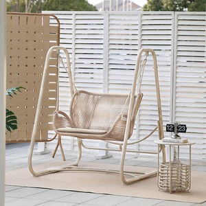 Fauteuil suspendu double moderne et simple en <span class=keywords><strong>rotin</strong></span> imperméable pour extérieur, idéal pour villa, maison, cour, balcon, chaise longue de loisirs en forme d'œuf - Product Image 3