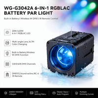 Igracelite IP65 Projecteur LED Par sans fil DMX 20W RGBLAC 6-en-1 à batterie pour extérieur, idéal pour scène, DJ, mariage, fête