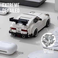 PB PB8808 Bloques de Construcción de Modelo de Coche Gris, Juguete Educativo Electrónico DIY, Escala 1:32, Regalo para Niños y Niñas, 367 Piezas