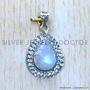 Precio al por mayor joyería 925 plata esterlina Arco Iris piedra lunar piedra preciosa colgante fino - Product Image 2