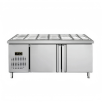 Table de préparation de pizzas en acier inoxydable, réfrigérée, pour salades et sandwichs, idéale pour les pizzerias