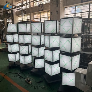 Cả hai treo và sàn đứng 4 mặt 4 lớp xoay vuông Cube Shape Poster Bảng hiển thị <span class=keywords><strong>LED</strong></span> quảng cáo hộp Đèn - Product Image 2