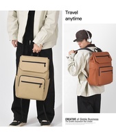 Sac à dos en PU imperméable à rabat magnétique OEM ODM avec compartiment pour ordinateur portable et bretelles réglables pour les trajets quotidiens et les voyages
