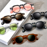 Lunettes de soleil polarisées Borregls en acétate mat, pour hommes et femmes, de marque, rondes, multicolores, effet miroir, 19411T