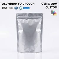 Sac de rangement sous vide en aluminium et plastique, pochette à fermeture éclair, scellée sur trois côtés, sac thermoscellable à fond plat, opaque